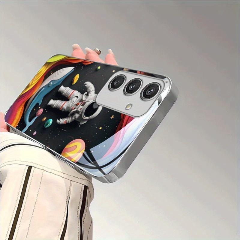 Vergoldete gehärtete Glas-Handyhülle, kompatibel Galaxy S26 S25 S24 S23 S22 Ultra Plus. Verfügt über ein Design aus dem Weltraumzeitalter.