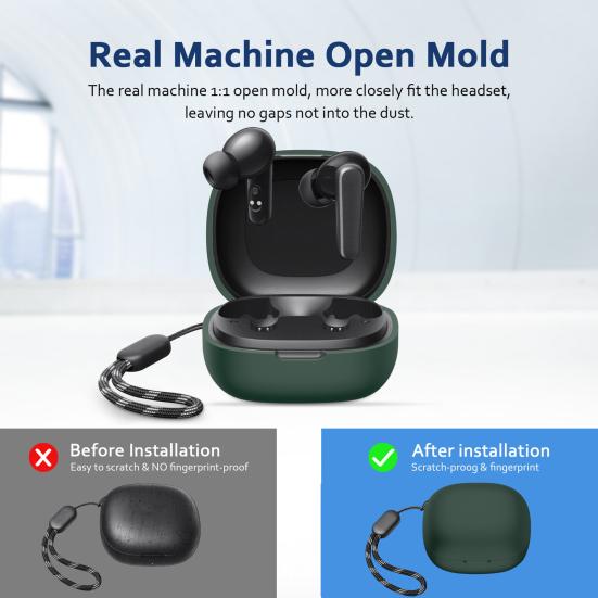Pokrowiec na słuchawki z pełnym pokryciem i amortyzacją wstrząsów, z wiszącą linką, poduszka na słuchawki bezprzewodowe do Anker Soundcore R50i