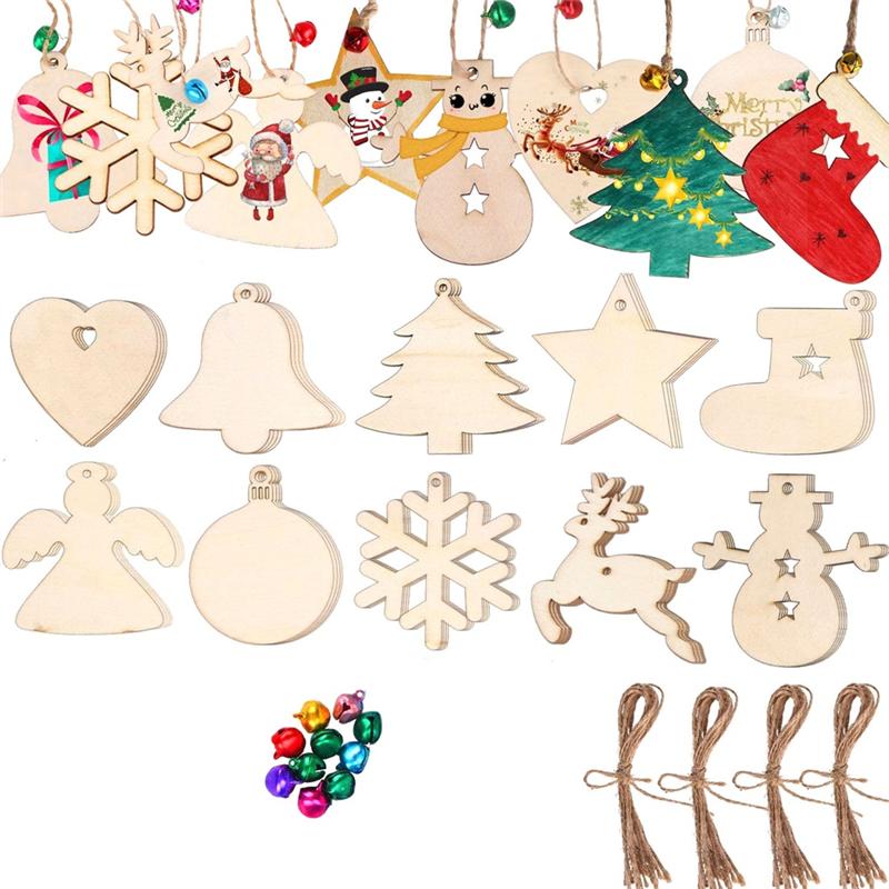 Good-Wooden Crafts Christmas Wood Pendant Home Decoration Hand-Painted DIY Props Christmas Party Tree Accessories