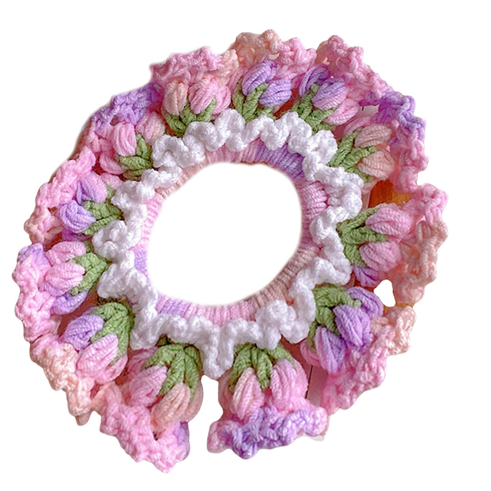 

Handmade Crochet Headband with Florals Designs Stretchy Sturdy Knitting Hair Wrap for Women and Girls Stylish Outfits фіолетовий