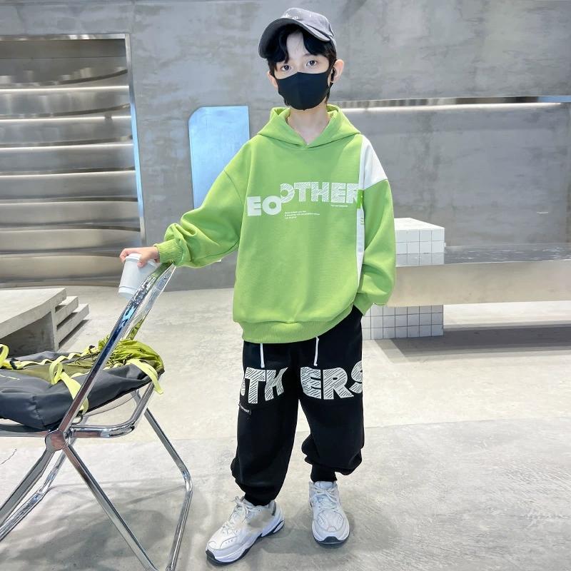 Boys' Suits Spring and Autumn Clothes Western Style Boys Handsome Big Children's Sweaters Children's Two-piece Sportswear