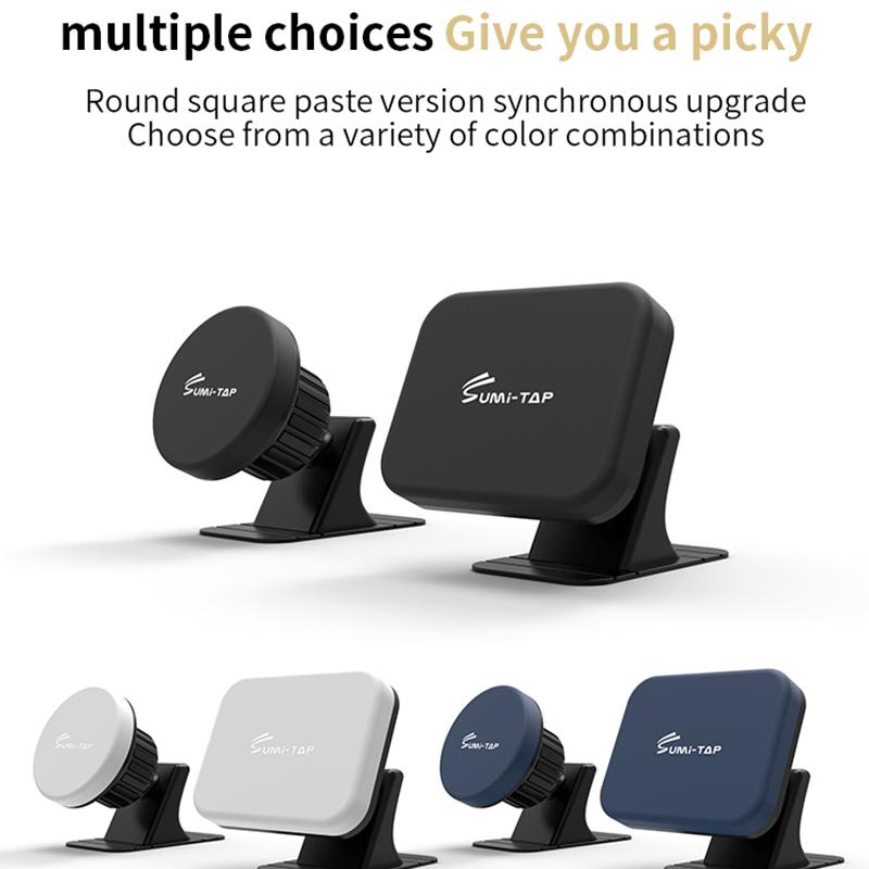 SUMI-TAP Square Arc Base Universal Car Phone Holder 360 Degree Rotatable Magnetic Mobile Phone Stand Mount
