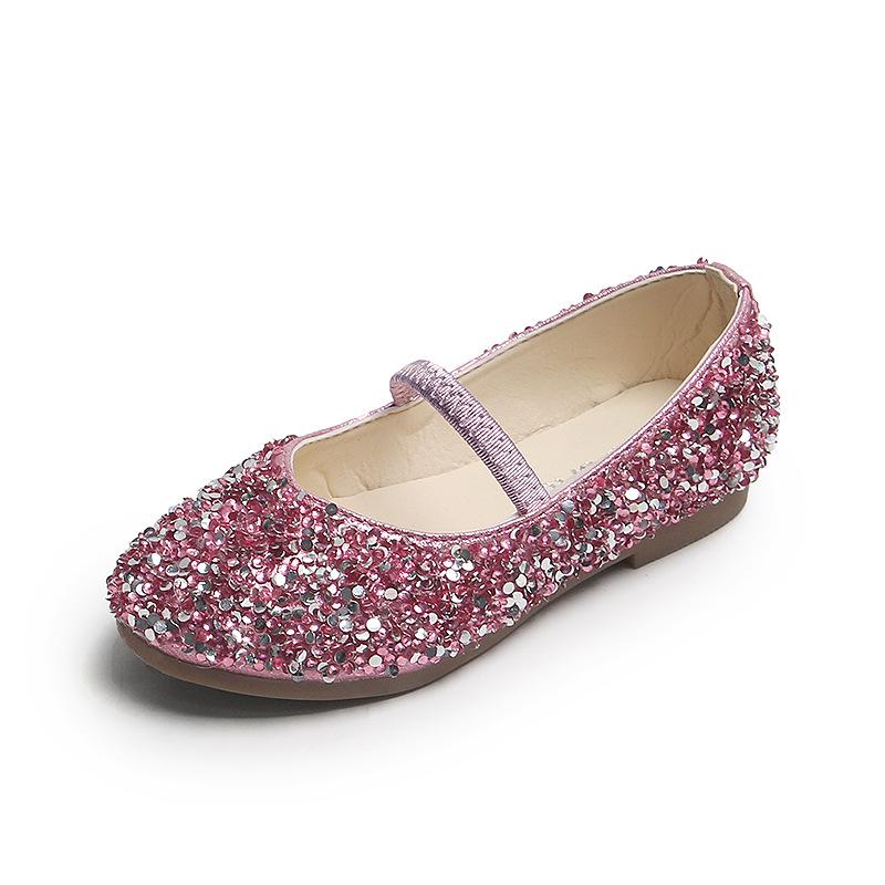 2025 Spring Girls' Sequined Leather Princess Shoes: Candy Colors, Korean Style, Soft Sole, Breathable.