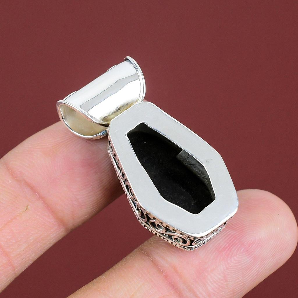 Silver Sheen Obsidian Pendant Original Gemstone Pendant Vintage Jewelry 925 Sterling Silver Pendant Handmade Dainty Pendant Anniversary Gift