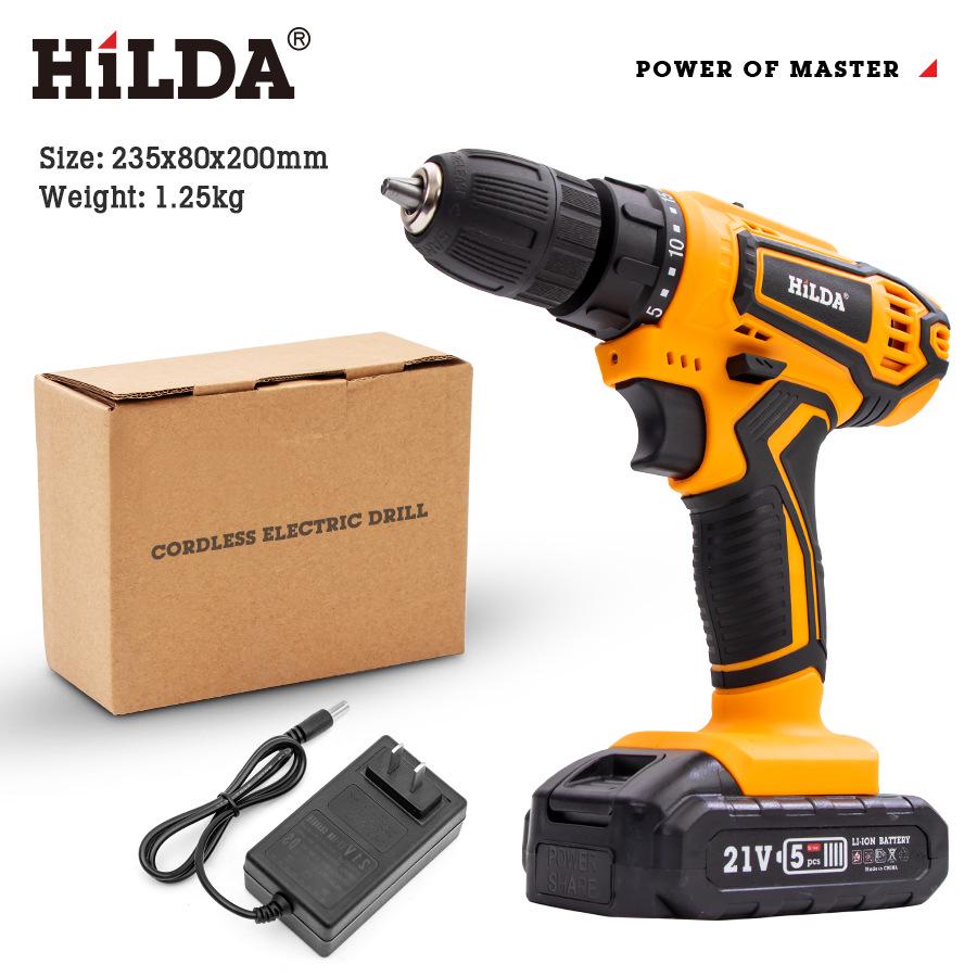 HILDA Multi-Function Rechargeable Lithium Electric Hand Drill/Screwdriver for Household Use