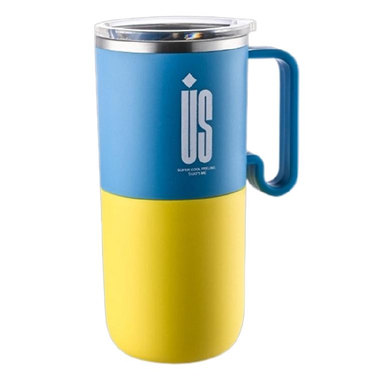 

Elegant 600ML Stainless Steel Drinkware Double Walled Insulation Drinking Cup With Leakproof Lid For Tea Coffee жёлтый/синий