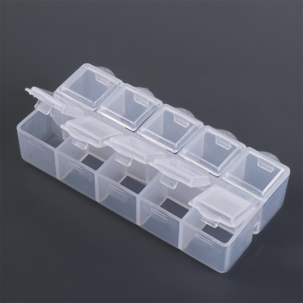 Plastic Bead Organizer Pink 10 Grid Square Box Packaging Tool Storage Boxes Table