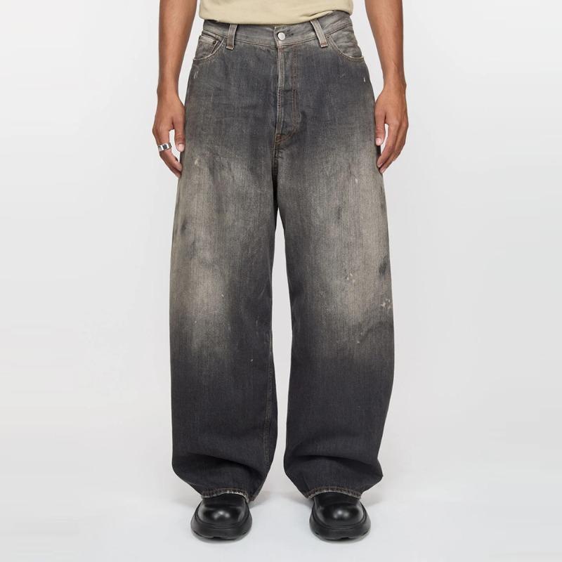 EastRogue Retro Sprany Postarzany Ręcznie Malowany Rozpryskiwany Atrament Denim Luźne Codzienne Unisex Długie Spodnie