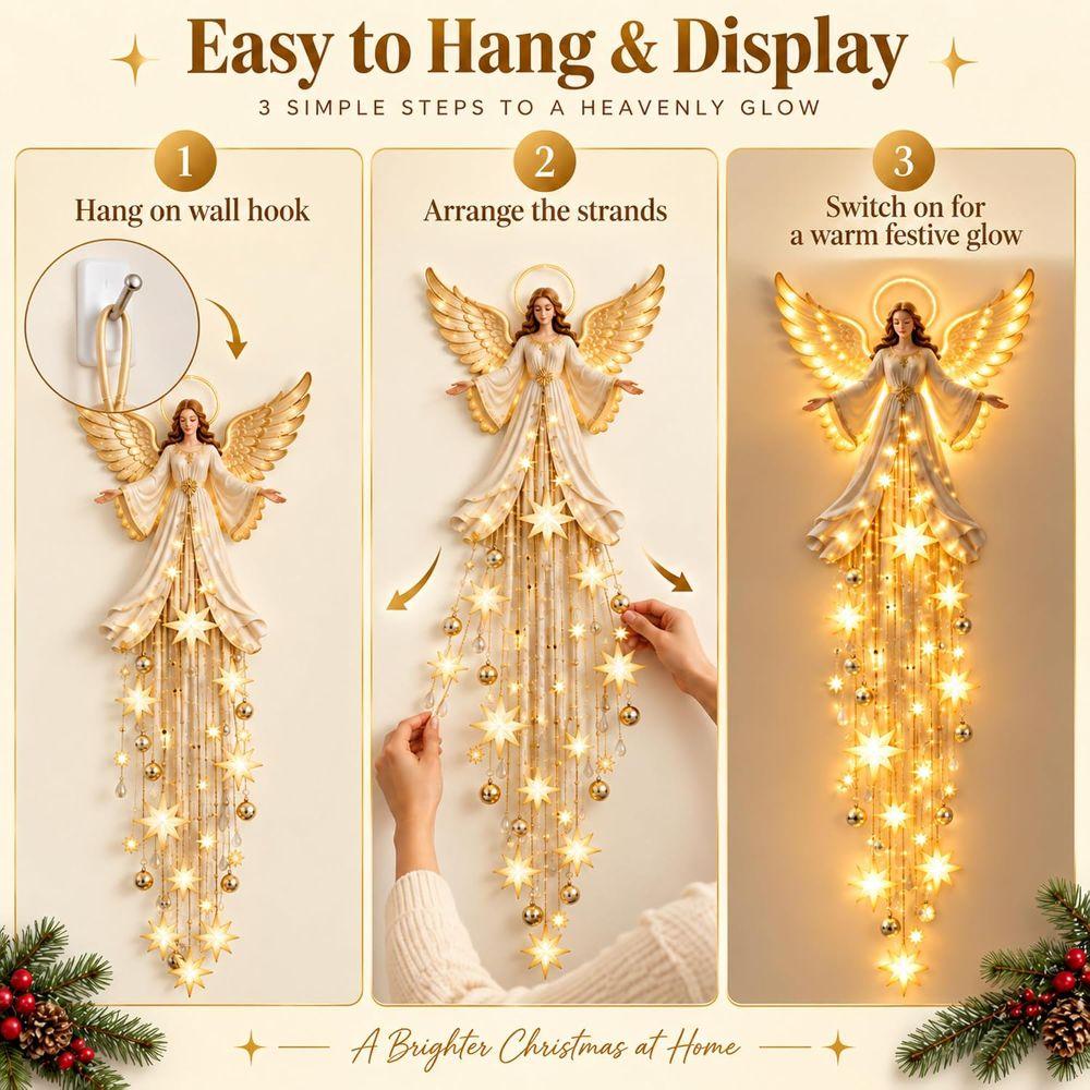 LED Light Angel Blessing Starfall Wall Light Glowing Christmas Trail Wall Light  Home Decoration