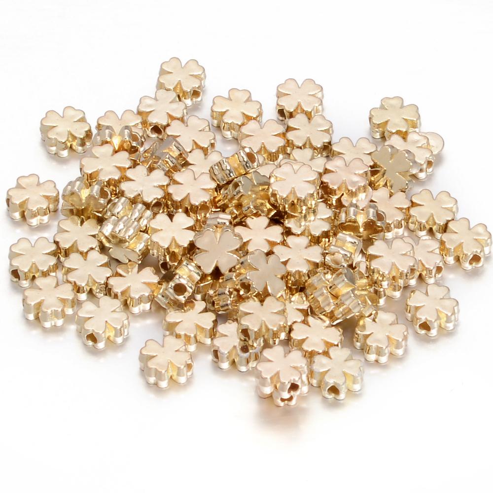 

100-200Pcs/Lot Gold Color Flower Shape CCB Beads 6/8mm Diameter Spacer For Jewelry Making Handmade Diy Bracelet Necklace 8mm 100Pcs золотой
