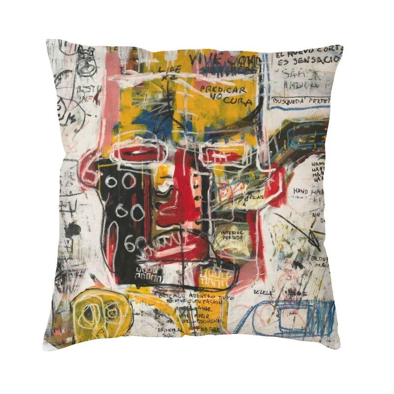 Basquiats New York Street Graffiti Cushion Cover 60x60cm Polyester Throw Pillow Case for Sofa Square Pillowcase Home Decorative