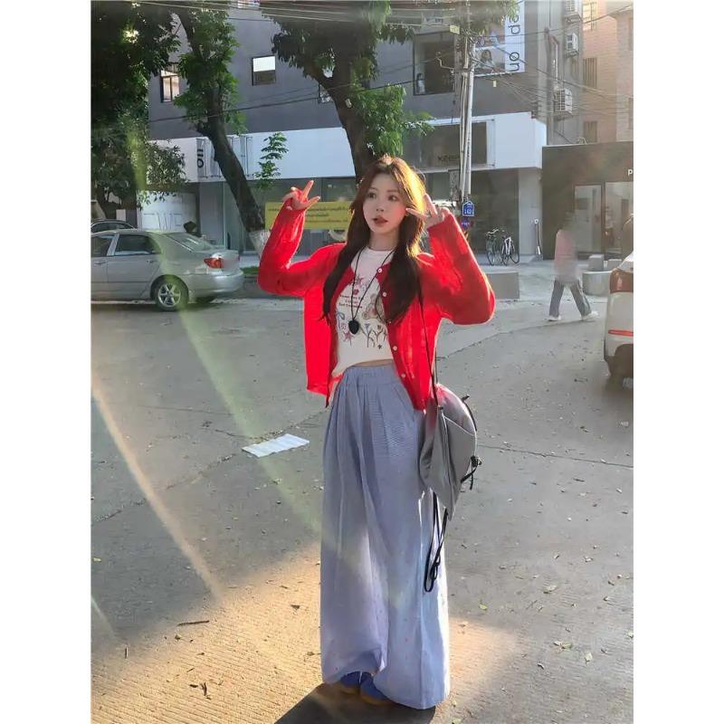 

Красный ледяной шелковый солнцезащитный кардиган женский летний тонкий вязаный верх для улицы с вышитым бантом сзади и кондиционером 2XL красный