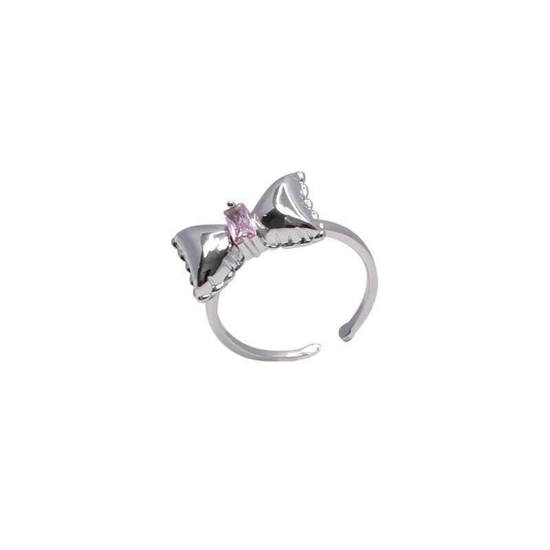 Chic Inspired Korean Bow Tie Ring Featuring Pink S For Fashion Forward Women