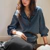 French retro V-neck ruffle edge plaid shirt women's design sense spring loose long-sleeved shirt with top
