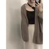 Solid Color V-neck Cardigan Women In The Long V-neck Thickened Autumn and Winter Lazy Soft Leisure Loose Warm Coat