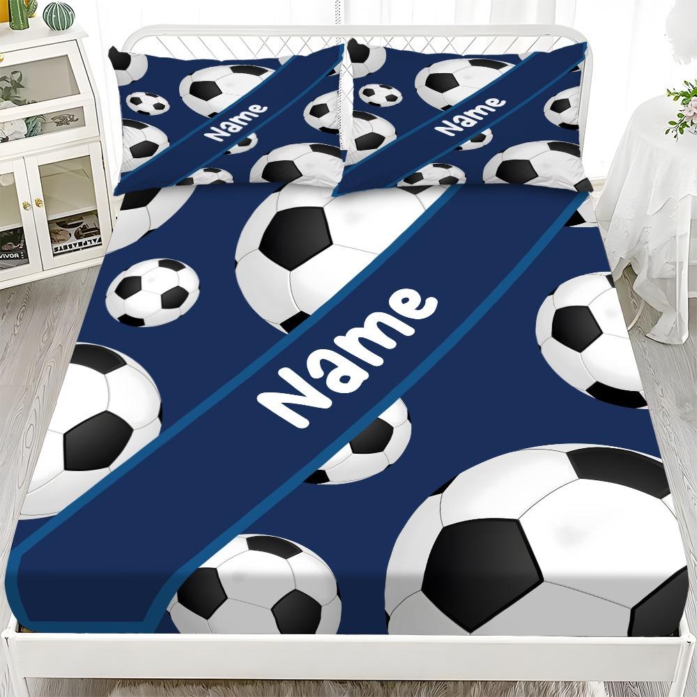 

Football 2/3pcs Bedding Set Fitted Sheet Printed 100% Polyester Anime Home Decor Suitable For Children And Adults 90x190x25cm