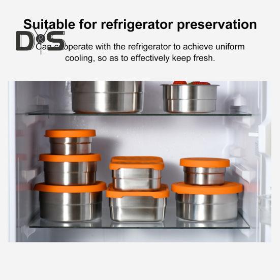 Snackbehälter aus Edelstahl für Kinder, auslaufsicherer Lebensmittelbehälter für Kleinkinder mit Silikondeckel, stapelbare Lunchbox aus Metall für Schule und Kindertagesstätte