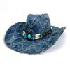 New Western Cowboy Hat European and American Old Fringed Jazz Hat Farm Sunshade UV Protection Knight Hat
