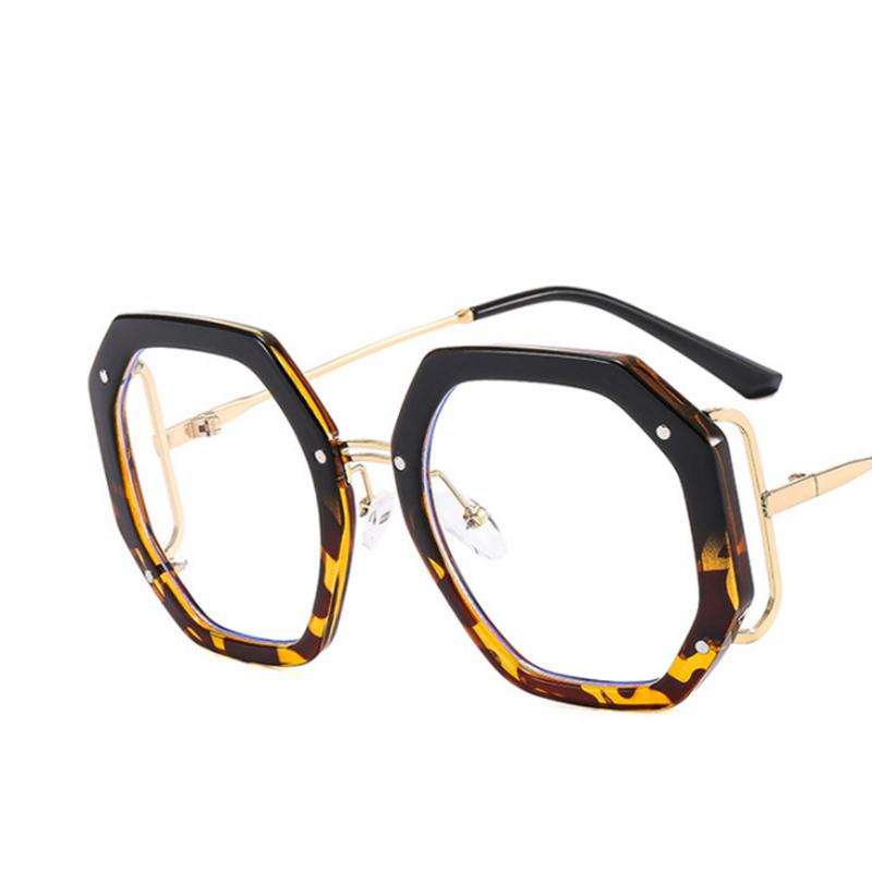 Retra Hollow Out Frame Clear Lens Glasses Polygonal Myopia Nerd Spectacles Degree 0 to -6.0 Lightweight Stylish