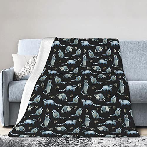 Raccoon Print Flannel Blanket Sofa Bedroom Decorative Blanket Portable Lunch Break Blanket Source