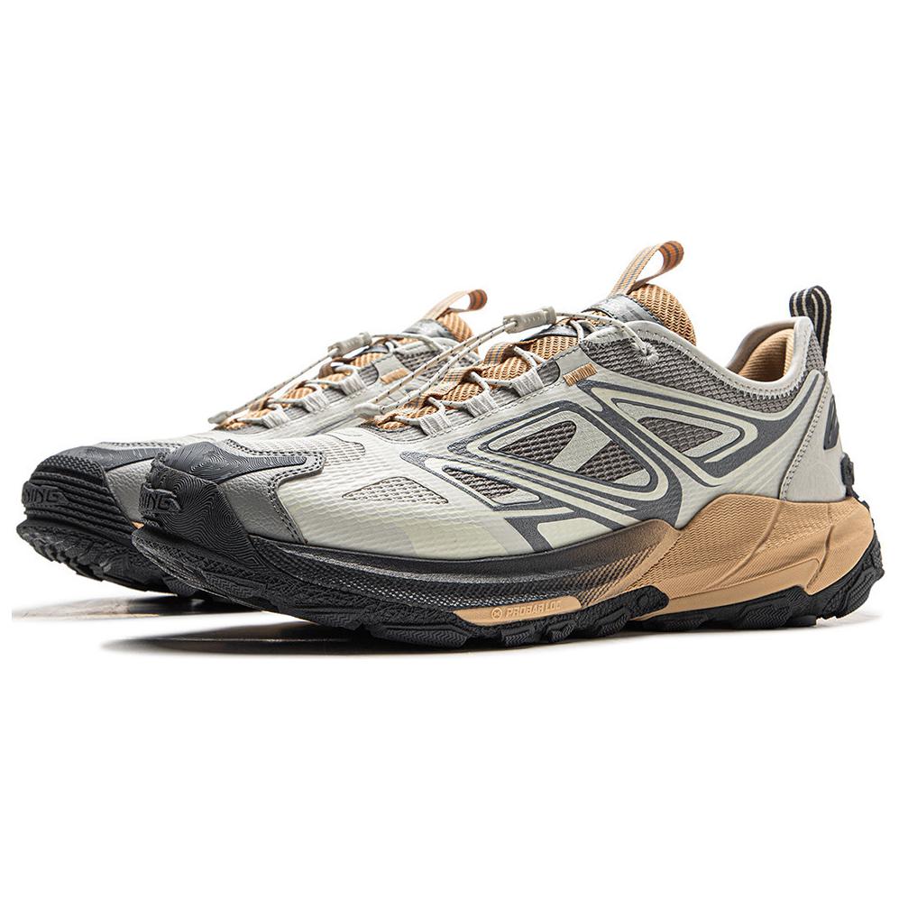 Li Ning Yijie 2.0 V2 Pohodlné Všestranné Tlumení Nárazů Odolné proti Opotřebení Protiskluzové Nízké Turistické Boty Unisex Turistické Boty Světle Šedé AHTV001-4