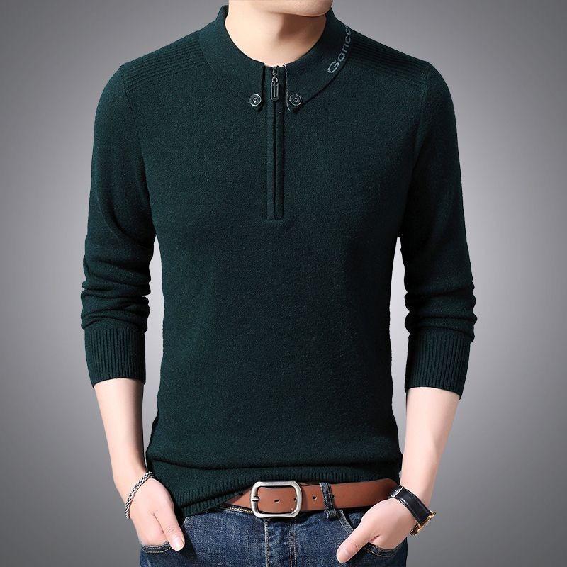 Pulover Cardigan Tricotat Gros de Iarnă cu Fermoar Călduros pentru Bărbați de Vârstă Mijlocie și Vârstnici