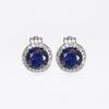 Classic Sparkling Sapphire Copper Ear Buckle, Diamond Set Round Versatile Earrings