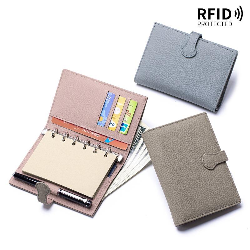 New Leather Multifunctional Passport Bag A7 Loose-leaf Handbook Notepad Removable First Layer Cowhide RFID Wallet