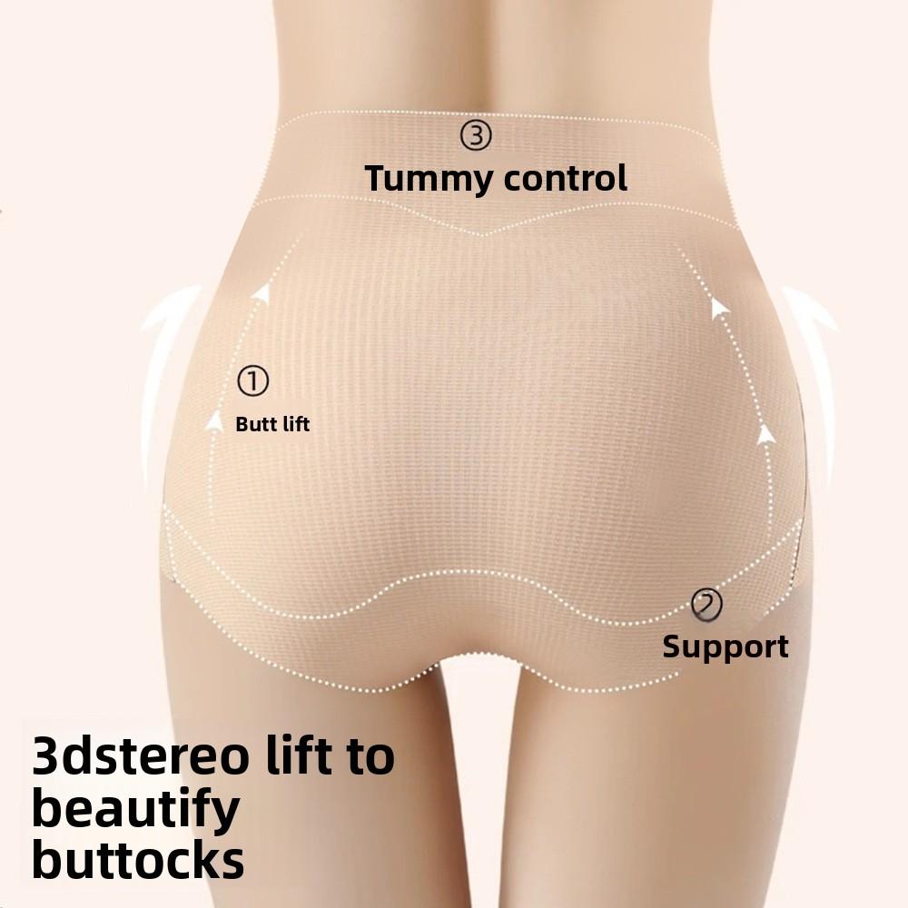 Large Size Female Spring and Autumn Thin Anti Bacterial Abdominal Lift Hip Shapeless High Waist Triangle Briefs