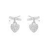 S925 Sterling Silver 18K Gold Pleated Heart Stud Earrings with Full Diamond Design for Women. Versatile and Stylish.