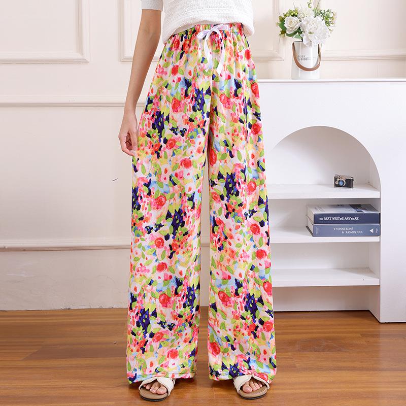 Sommer Damen Eis Seide High-Waist Weite Hosen - Lässig, Locker und Kühl für Zuhause oder Draußen