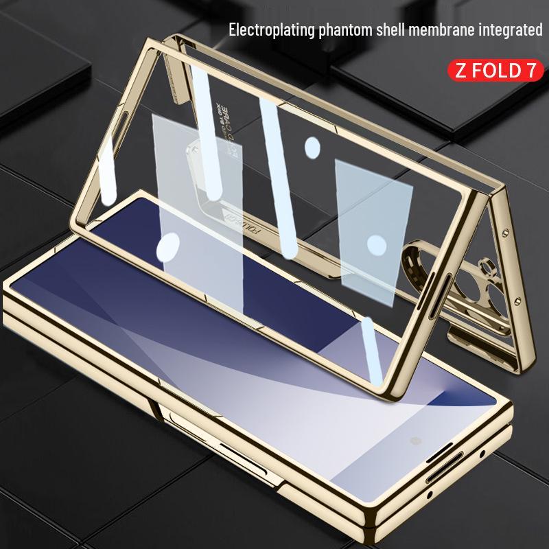 Samsung Z Fold 7 Transparent Electroplated Phone Case with Integrated Folding Design and Anti-drop Protection