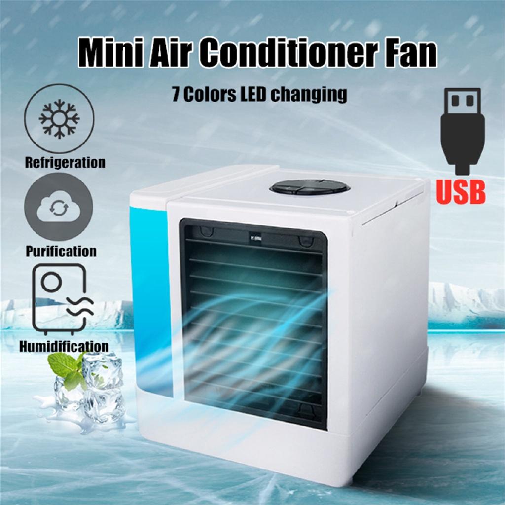 7 Colors LED Light Desktop Air Cooling Fan New Portable Air Conditioner Mini USB Air Cooler Humidifier Purifier