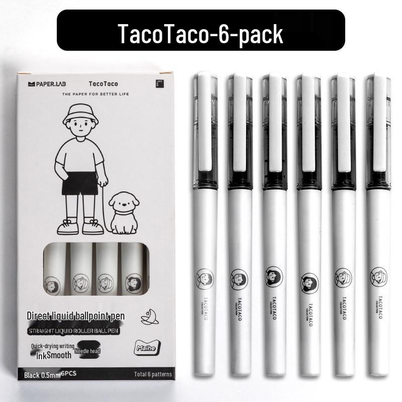 

TACOTACO Quick-Dry Liquid Rollerball Pen Set - 0.5mm Needle Tip, Large Capacity, Smooth Writing, 6-Pack No Size