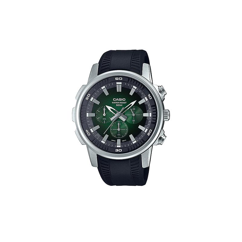 

Casio DRESS Classic Simple Exquisite Fashion Green Men s Watch Tri-fold Buckle 50 Meters Waterproof Quartz Movement Resin Strap Japanese MTP-E505-3AV зелёный