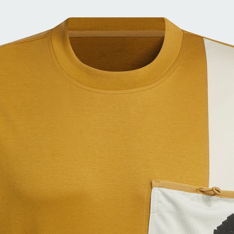 adidas Brand Logo Color-Block Comfortable Breathable Casual Short Sleeve T-Shirt Men Tops Yellow JI9810