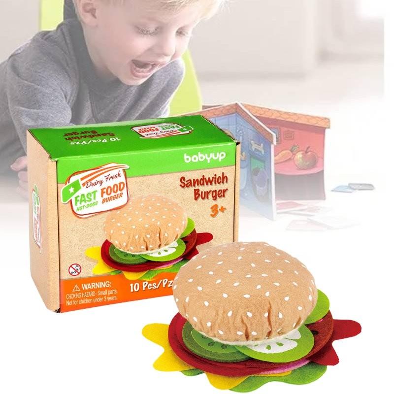 Colorful Diy Felt Burger Toy Set For Creative Play And Imaginative Sandwich Fun