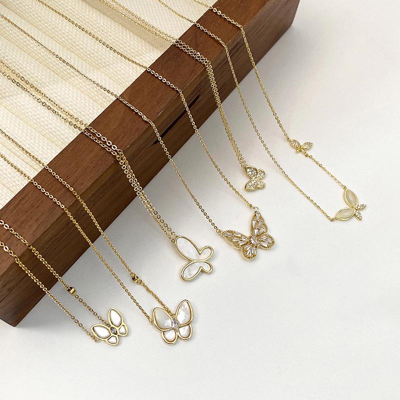 Butterfly Necklace with Mother of Pearl Pendant - Versatile High-End Sweater Chain for Autumn/Winter Jewelry