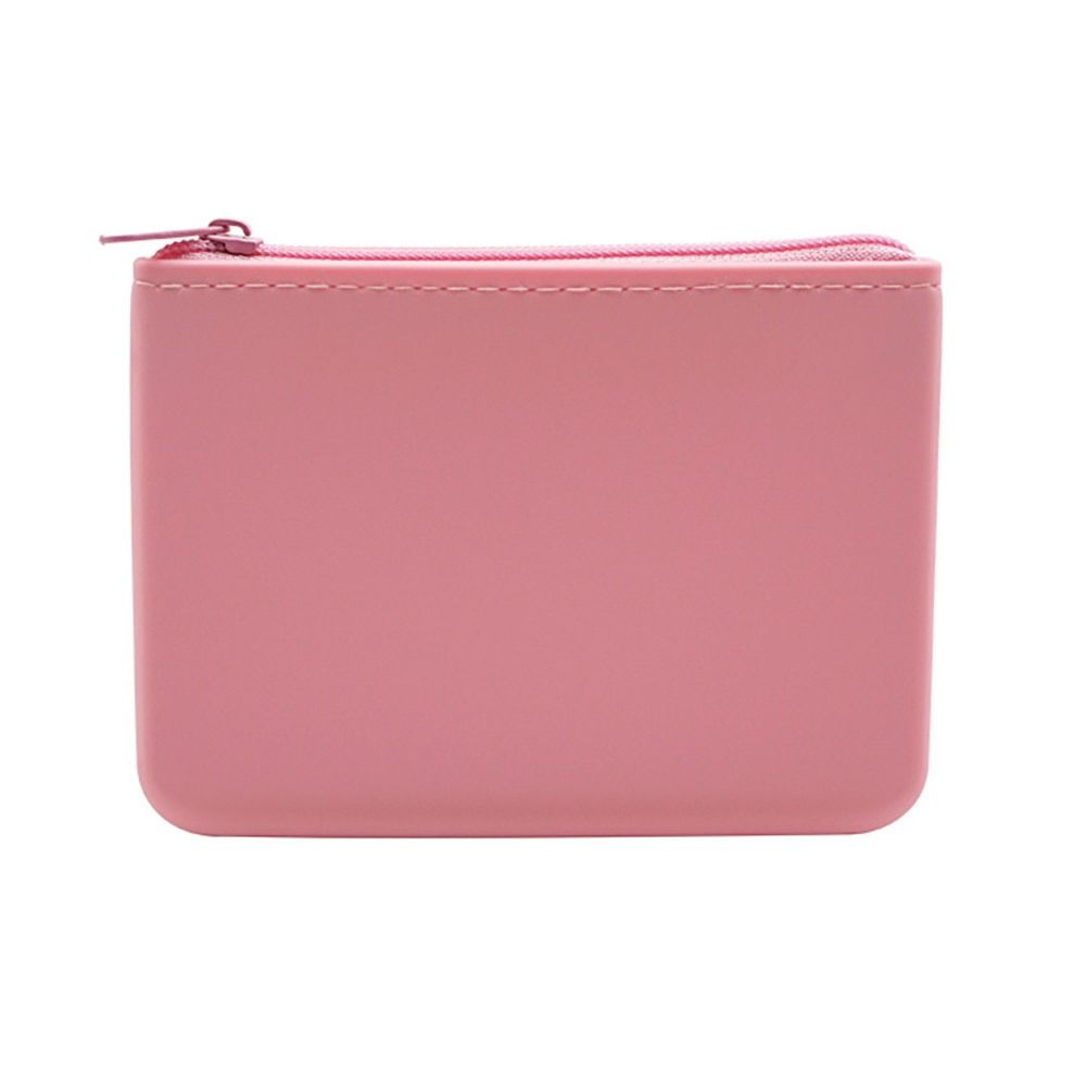 

Mini Multifunction Rectangular Wallet Zipper Silicone Travel Pouch Space Saving Waterproof Cosmetic Bag Students рожевий