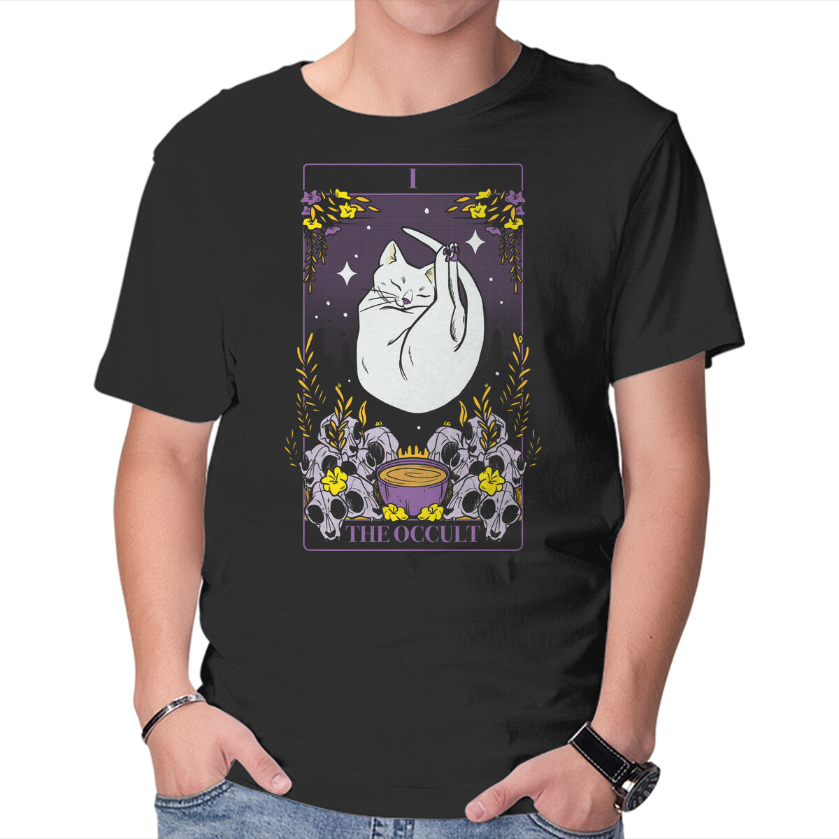 Unisex Crew Neck T-Shirt The Occult Graphic Short Sleeve Casual Tee S