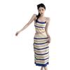 Women's Slim Fit Sleeveless Striped Knit Dress - Color Block Halter Neck for Summer 2024