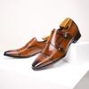 Grandi Scarpe da Uomo Mengke a Doppio Bottone, Scarpe in Pelle, Vera Pelle da Uomo, Scarpe in Pelle Stile Britannico per Gentiluomini d'Affari