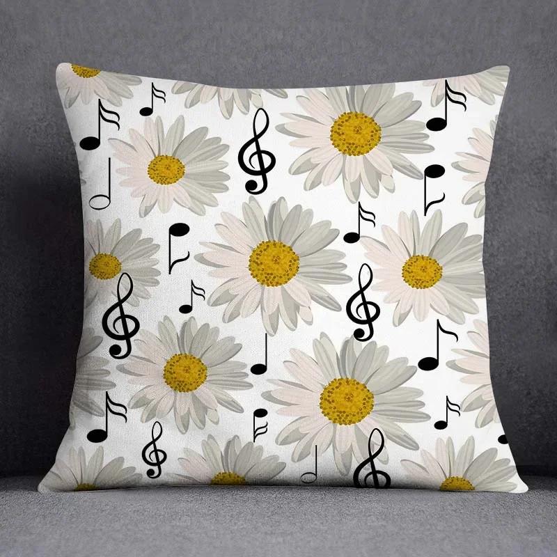 Musical Note Guitar Series Pattern Home Decoration Pillow Case Square Office Cushion Cover