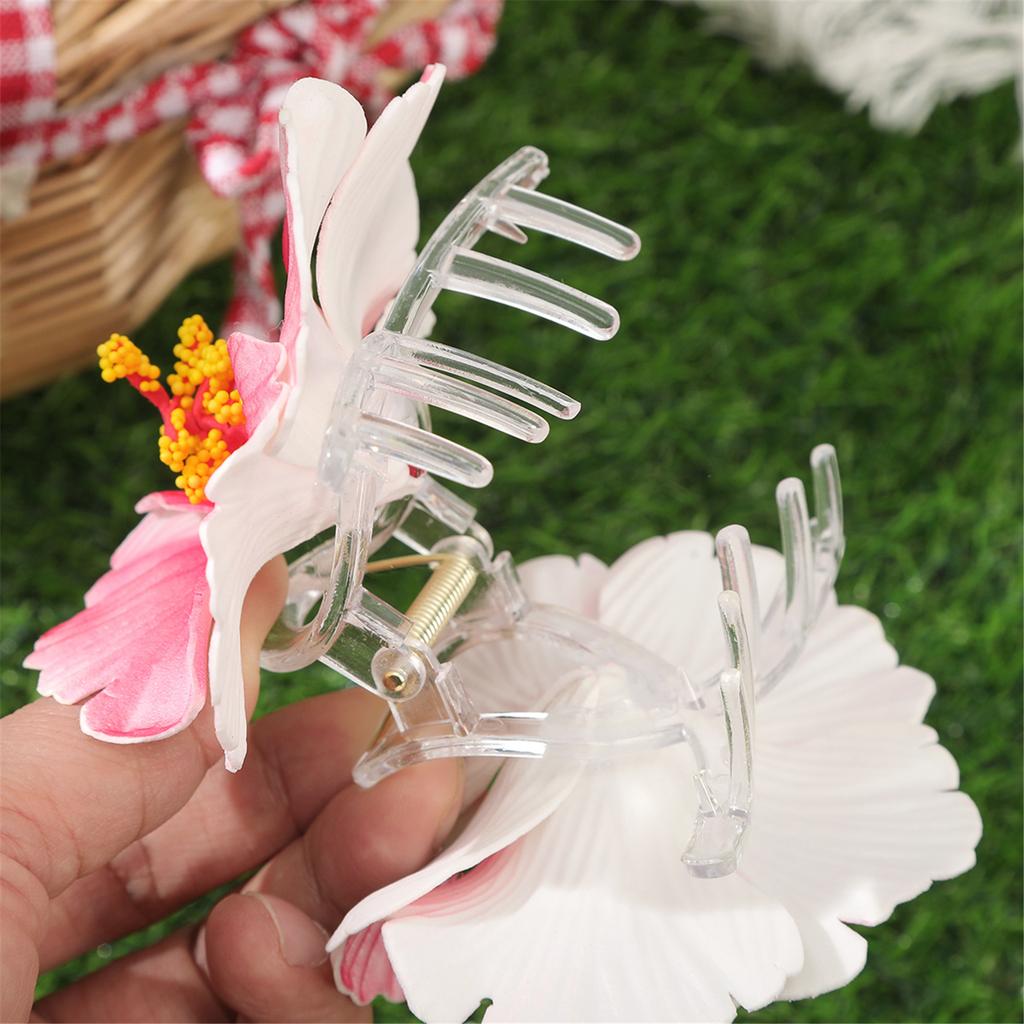 Tropical Plumeria Hibiscus Hair Clips for Women Lightweight Non Slip Grip Beach Wedding Vacation Party Hair Accessories