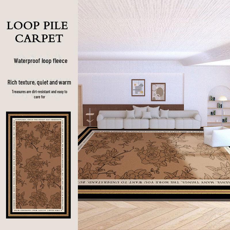 Premium Retro Non-Slip Loop Pile Carpet for Living Room, Bedroom, Sofa, and Coffee Table - Dirt-Resistant and Durable.