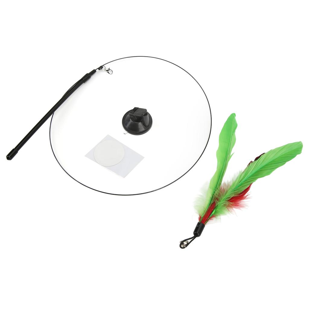 Funny Cat Feather Stick Interactive Handheld Cat Feather Wand with Suction Cup for CatsGreen