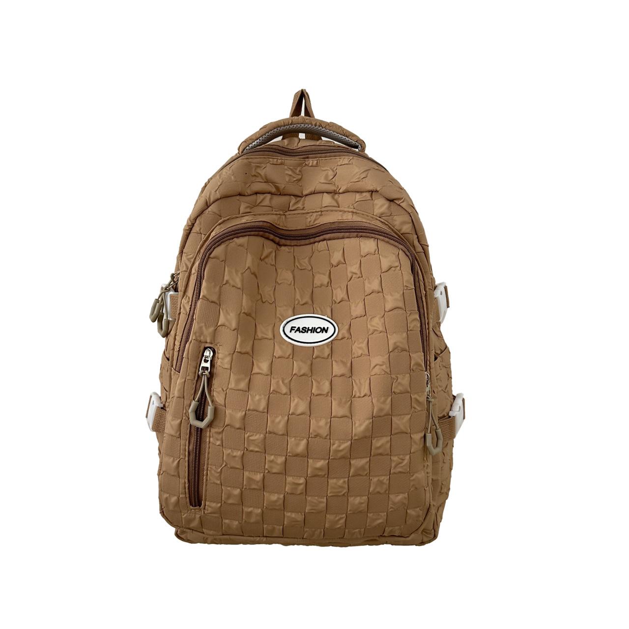 Simple large-capacity backpack, college student computer backpack, female junior high school student, female versatile schoolbag . коричневый