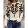 Top casual da donna a maniche lunghe con scollo a giro