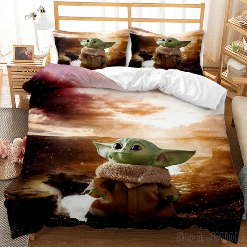 Bedding Set Anime Yoda Baby Double Twin Full Queen King Kids Bedclothes Duvet Cover Pillowcase Decoration Christmas Gifts