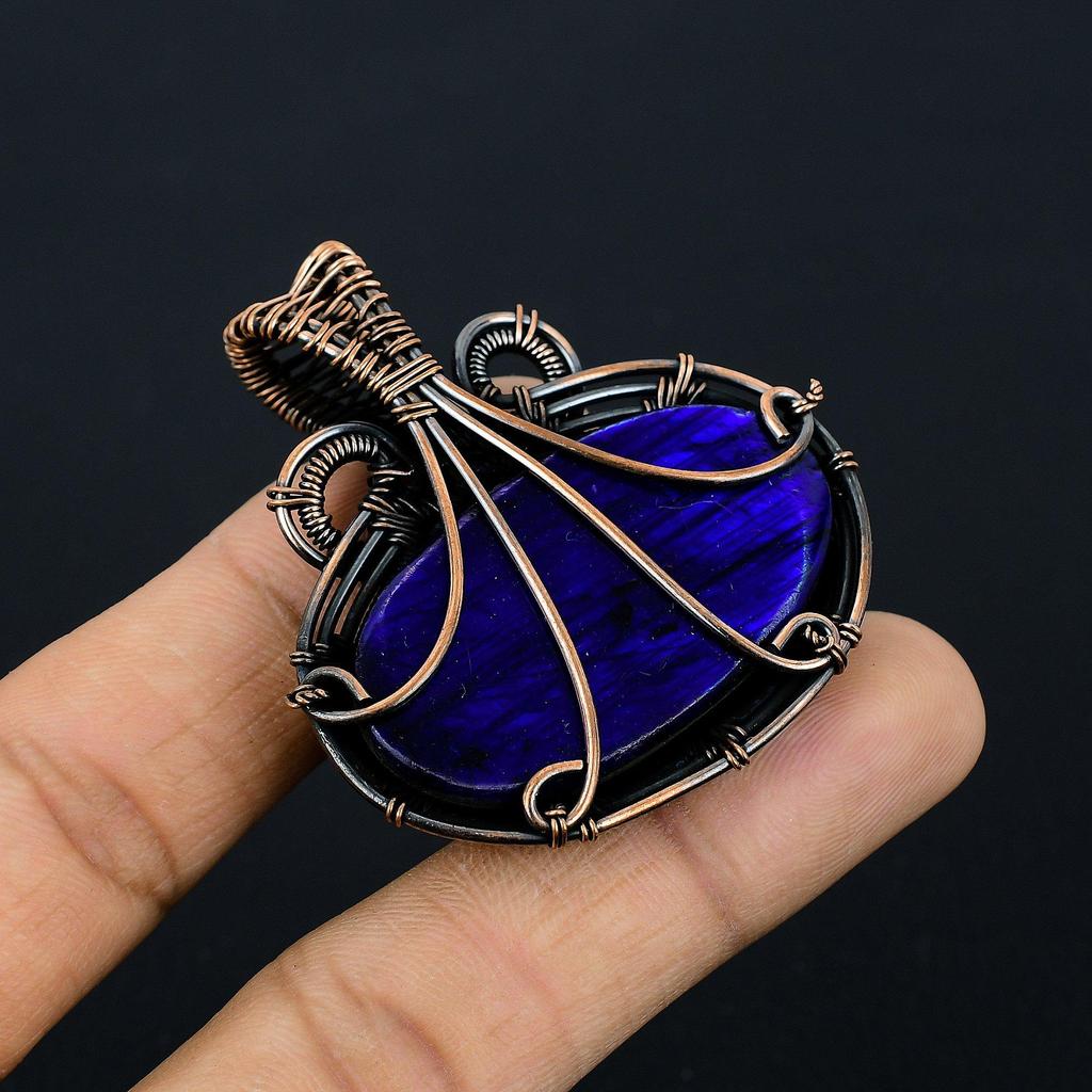 Blue Flash Labradorite Jewelry, 999 Copper Wire Wrapped Pendant, Handmade Gemstone Jewelry, Gifts For Wife Brand New Pendant